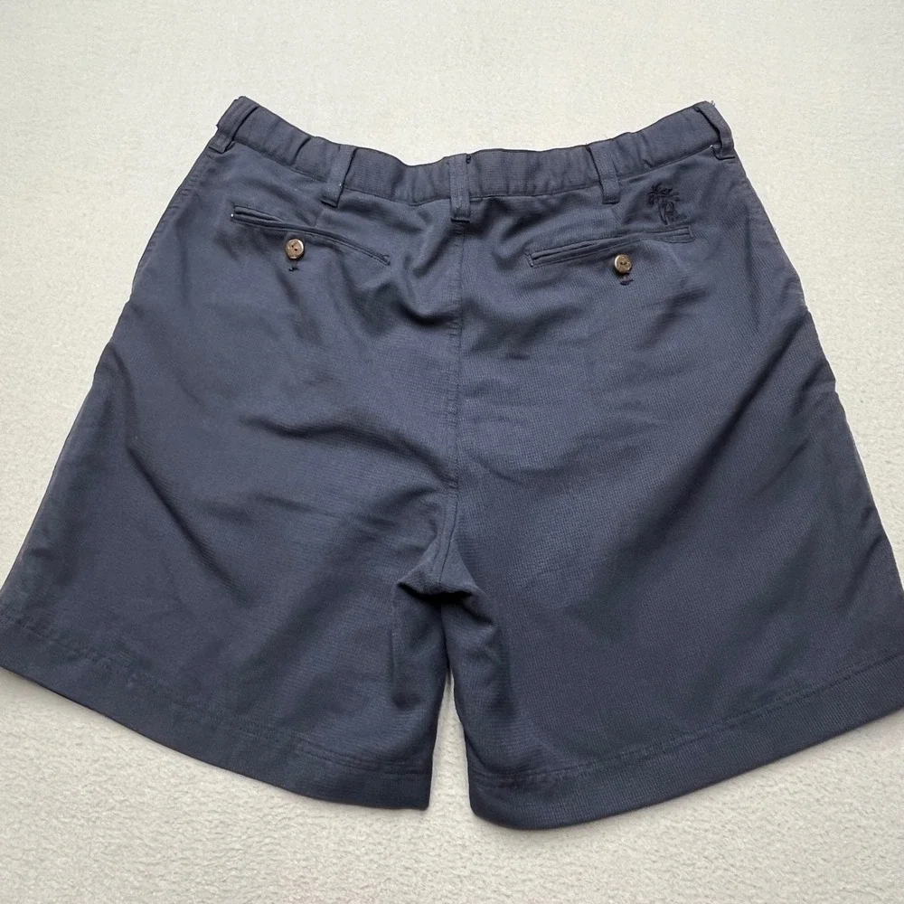 Big Dogs Resortwear Mens Navy Blue Pleated Shorts Size 38 Rayon Blend‎ Casual